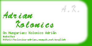 adrian kolonics business card