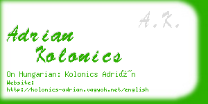 adrian kolonics business card